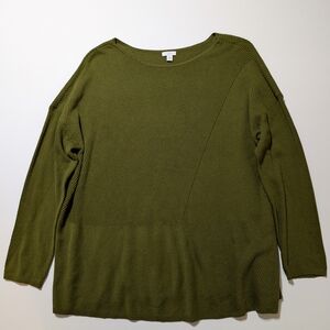 J. Jill Green Crew Neck Sweater with Relaxed Fit